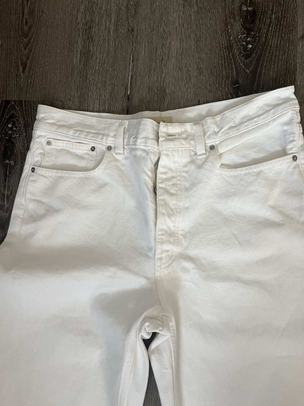 Madewell Low-Slung Baggy Crop Jeans Womens Size 28 White 100% Cotton Fair Trade - Picture 11 of 11